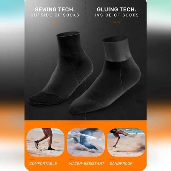 XL CAPAS 2mm Neoprene Water Socks, Beach Volleyball Sand Proof Socks, Diving - Picture 4 of 9